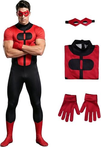 Invincible Oliver Grayson Cosplay Costume Jumpsuit Invincible Bodysuit Gloves Eye Mask for Adult Halloween Outfits in Saudi Arabia