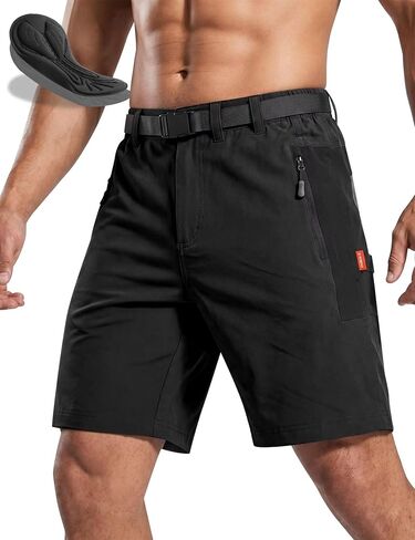 INBIKE Men's Padded Mountain Bike Shorts,Durable Stretch Cargo Shorts,Zipper Pockets Biking Shorts for Cycling Hiking Running in Kuwait