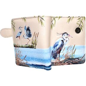 Shag Wear Blue Heron Small Nature Wallet for Women and Teen Girls Vegan Faux Leather Beige 4.5" in Kuwait