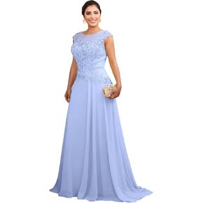 Mother of The Bride Dress for Wedding Chiffon A Line Jewel Neck Lace Appliques Formal Evening Party Gowns for Women in Saudi Arabia