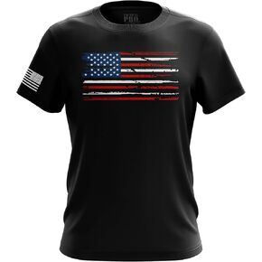 Men’s American Flag T-Shirt, Heavyweight Cotton Graphic Tee, Classic Fit Short Sleeve Crew Neck, Patriotic Style, Made in USA in Saudi Arabia