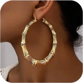 Bamboo Earrings for Women Large Gold Bamboo Hoop Earring 80s 90s Earring Hip Hop Style African Jewelry Gifts Party Custom Accessories in Saudi Arabia