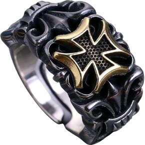 Silver Vintage Ring for Men, Adjustable Open Hug Ring, Gift for Boyfriend, Dad, Son，family，friend，couple in Kuwait