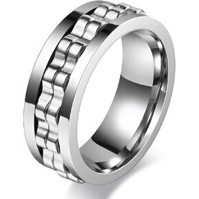 MMTTAO Men's Gear Fidget Anxiety Spinner Rings Wedding Bands for Men Women 8MM Titanium Two Gear Anxiety Stress Relief Spin Ring High Polish Wedding Engagement Band Comfort Fit Jewelry Gift Size 6-13 in Saudi Arabia