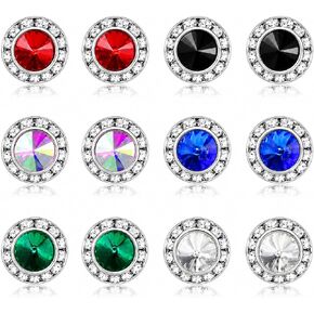 6 Pairs Dance Competition Earrings 15mm Rhinestone Earrings for Women - 6 Colors Sparkling Stainless Steel Studs for Dance Competitions Stage Opera Party Performance Wedding Bridal Earring Jewelry in Saudi Arabia