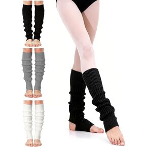 3 PCS Leg Warmers for Women, Retro Knit Ballet Leg Warmers, Fashion Soft Accessories for Party Sports Yoga Dance (Black, White, Grey) in Saudi Arabia