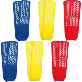 6 Pairs 2XL Large Slipper Socks Non Slip Hospital Socks with Grips for Women Men Non-Skid Gripper Sock Ankle Sock Slip Stop Safety Single Tread SlipperSocks for Adults Home Hospital Elderly in Saudi Arabia