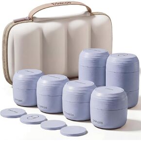 Travel Toiletry Jar Set - 6Pcs Leakproof Travle Containers, Dual - Includes 4 x 30ml, 2x60ml & 10 x Magnetic Labels, Blue in Saudi Arabia