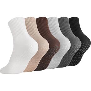 Pilates Socks with Grips for Men Women Hospital Non Slip Socks Soft Grippy Yoga Sock for Adult Elderly in Saudi Arabia