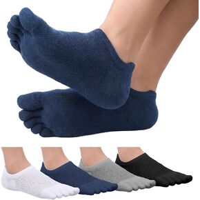 Amaxiu 4 Pairs Toe Socks for Women Men, No Show Low Cut Five Finger Cotton Running Sports Socks with Toes Separated in Kuwait