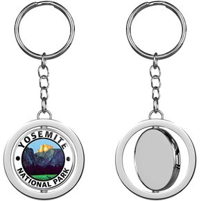 Round Yosemite National Park - rv Half Dome CA Hike Travel yose Keychain Spinning Round Chrome Metal Key Chain in Saudi Arabia