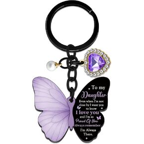 To My Daughter Keychain Cute Daughter Gifts From Mom Purple Butterfly Birthday Gift For Daughter Adult Butterfly Daughter Keychain Mother Daughter Gift Graduation Mothers Day Gifts For Daughter in Saudi Arabia