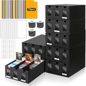 Trading Card Storage Box,12000+ Cardboard Card Storage Box with 48 Card Dividers&Label&Tapes,Trading Card Organizer for Collectible Card Games,for TCG,YuGiOh,MTG,PTCG,Baseball Cards and Sport Cards in Kuwait