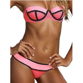 Catalpalev Women's Sexy Padded Two-Tone Bikini Set: High-Waisted, Slimming, Separate-Piece Resort Swimwear in Saudi Arabia