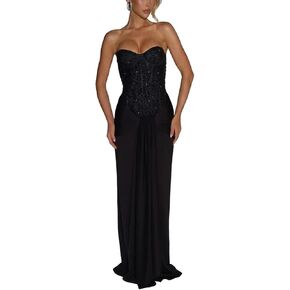ABINGOO Women Strapless Wedding Guest Maxi Dress Bodycon Corset Tie Front Mermaid Tube Cocktail Long Formal Dresses in Saudi Arabia
