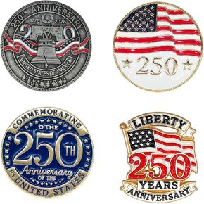 4 Pcs US 250th Anniversary Commemorative Enamel Lapel Pins 1776-2026 Patriotic Souvenir Brooches for Independence Day Collectible Gift in Saudi Arabia