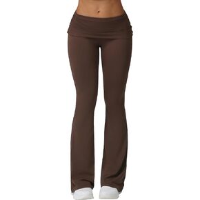 Queerier Flare Leggings for Women Fold Over Lounge Yoga Pants Slim Fit Bell Bottom Athletic Joggers Y2K Foldover Casual Pant in Saudi Arabia