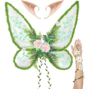 RENEMEGO Fairy Wings Costume Adult - 3 PCS Elf Ears Butterfly Wings Fairy Arm Wrap Renaissance Renfaire Halloween Accessories in Saudi Arabia