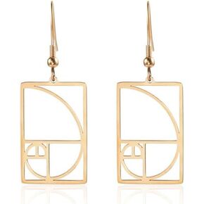 18K Gold Plated Mathematics Science Drop Earrings Geometic Fibonacci Sequence Dangle Earrings Teacher Gift in Saudi Arabia