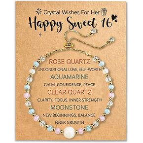 igvean 16th Birthday Gifts for Girls Sweet 16 Gifts Natural Crystal Bracelet Sweet Sixteen Gift for Daughter Niece Granddaughter Friends Happy 16th Birthday Card in Saudi Arabia