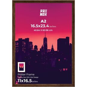 Walnut A2 Picture Frame - Display 11.7x16.5 Mat Within A2 Frame or 16x23 Without Mat - Wall Mount or Horizontal/Vertical Hanging, Durable HD Cover, 1 Pack in Saudi Arabia