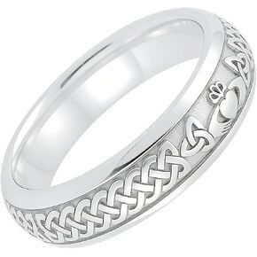 Jude Jewelers 4mm 6mm Stainless Steel Celtic Knot Claddagh Heart Pattern Wedding Couple Lovers Band Ring in Kuwait