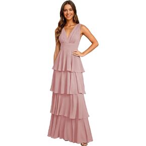 Tiered Bridesmaid Dresses for Women Chiffon Prom Dresses for Teen Long Wedding Guest Dress in Saudi Arabia