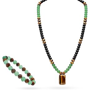 Money Bracelet Necklaces Earrings Jewelry Set for Women,Money Attraction Beaded Long Chain,Feng Shui Good Luck iger Eye Jade Beaded Jewelry Gift for Men Money Protection Jewelry Spiritual Gifts in Saudi Arabia