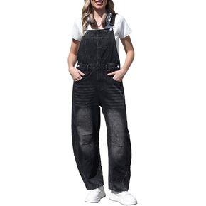 Overalls for Women - Denim Bib Overalls Barrel Leg with Adjustable Strap, Y2K Baggy Jean Pants Jumpsuits with Pockets in Saudi Arabia