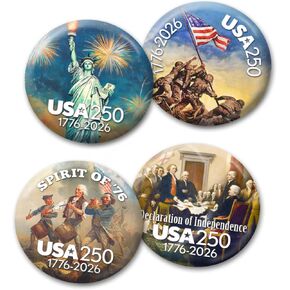 BUTTON DELI 4-Pack Buttons - United States of America Semiquincentennial - Vintage Designs 704 in Saudi Arabia