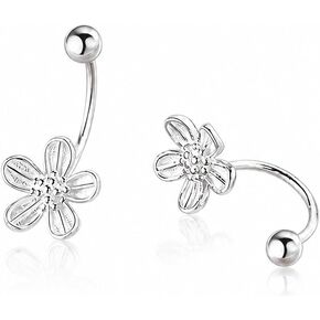 925 Sterling Silver Flower Earrings for Women Small Half Hoop Huggie Stud in Saudi Arabia