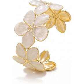 Gold Flower Cuff Bracelet for Women - Trendy Summer Jewelry, Open Flower Bracelet, Beach Fashion Accessory in Saudi Arabia