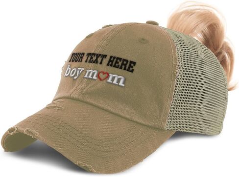 Ponytail Cap Women's Baseball Cap Embroidered Boy Mom Style B Sun Hat with Ponytail Hole High Pony Hat in Kuwait