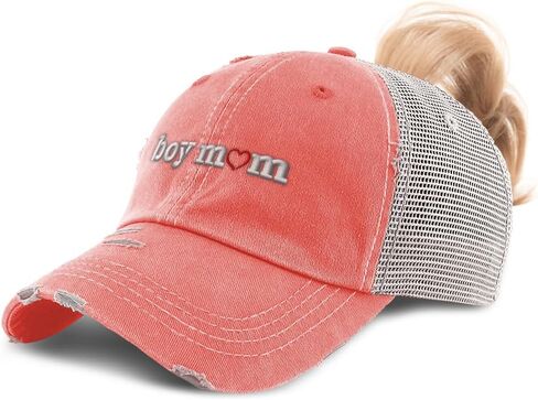 Ponytail Cap Women's Baseball Cap Embroidered Boy Mom Style B Sun Hat with Ponytail Hole High Pony Hat in Kuwait