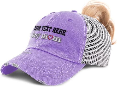 Ponytail Cap Women's Baseball Cap Embroidered Boy Mom Style B Sun Hat with Ponytail Hole High Pony Hat in Kuwait