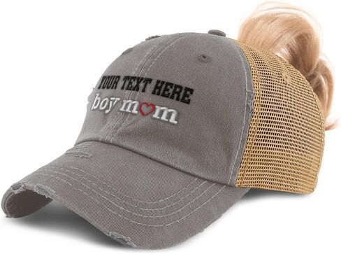 Ponytail Cap Women's Baseball Cap Embroidered Boy Mom Style B Sun Hat with Ponytail Hole High Pony Hat in Kuwait