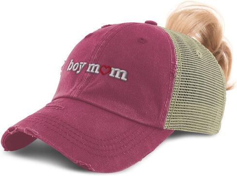 Ponytail Cap Women's Baseball Cap Embroidered Boy Mom Style B Sun Hat with Ponytail Hole High Pony Hat in Kuwait