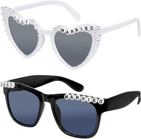 2 Pack Just Married Sunglasses Bride and Groom Sunglasses for Just Married Wedding Party Decor Gift for Bridal Shower in Saudi Arabia