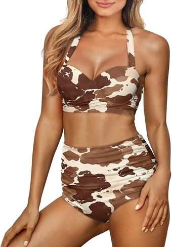 Women Two Piece Bathing Suits Push Up Bikini Sets High Waisted Swimsuit Comfort Tummy Control Swimwear S-2XL in Saudi Arabia