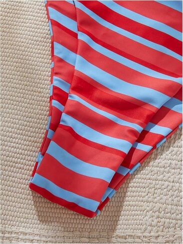 Floerns Women's 2 Piece Bikini Sets Striped Triangle Halter Swimsuit Low Rise Cheeky Bathing Suit in Kuwait