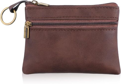 1 Pc Leather Change Purse For Women, Small Wallet With Zipper Mini Coin Purse Wallets, Brown Wallet Card Holder For Women Men in Kuwait
