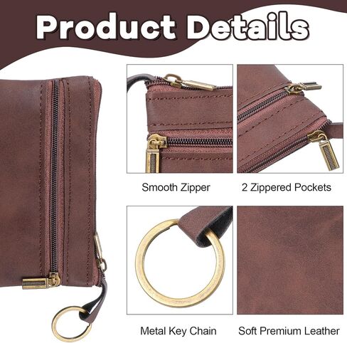 1 Pc Leather Change Purse For Women, Small Wallet With Zipper Mini Coin Purse Wallets, Brown Wallet Card Holder For Women Men in Kuwait