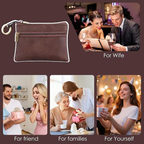 1 Pc Leather Change Purse For Women, Small Wallet With Zipper Mini Coin Purse Wallets, Brown Wallet Card Holder For Women Men in Kuwait