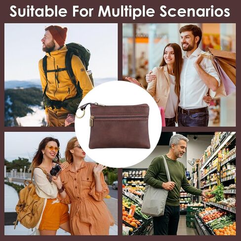 1 Pc Leather Change Purse For Women, Small Wallet With Zipper Mini Coin Purse Wallets, Brown Wallet Card Holder For Women Men in Kuwait