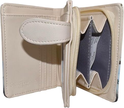 Shag Wear Blue Heron Small Nature Wallet for Women and Teen Girls Vegan Faux Leather Beige 4.5" in Kuwait
