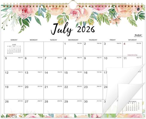 2025 Calendar - Wall Calendar 2025-2026 from MAR 2025 - AUG 2026, 14.6'' x 11.4'', Twin-Wire Binding, 18 Months Calendar 2025-2026 with Julian Dates in Kuwait
