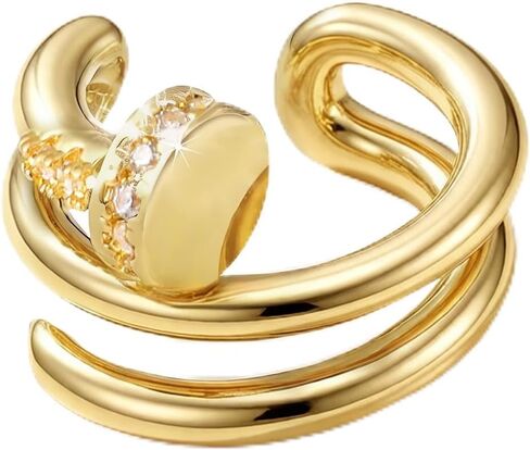 Sparkling Cubic Zirconia Nail Ear Cuff for Women, Non-Piercing Cartilage Earring, 14K Gold Plated No-Pierce Helix Cuff, Edgy & Minimalist Jewelry Gift, Single Ear Cuff (Not a Pair) in Saudi Arabia