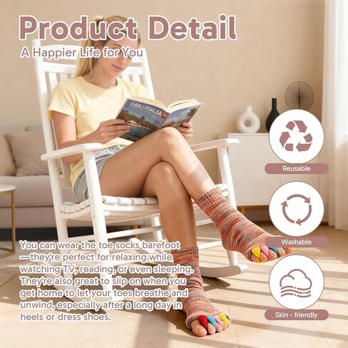 Toe Separator Socks, Happy Feet Socks, Comfortable Yoga for Women and Men,Suitable for Yoga, Pilates and Everyday Activities in Saudi Arabia