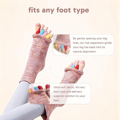 Toe Separator Socks, Happy Feet Socks, Comfortable Yoga for Women and Men,Suitable for Yoga, Pilates and Everyday Activities in Saudi Arabia