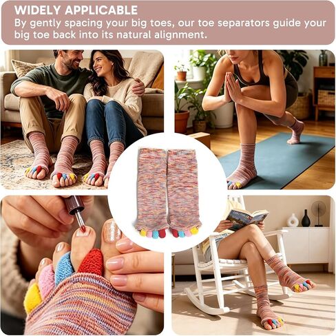 Toe Separator Socks, Happy Feet Socks, Comfortable Yoga for Women and Men,Suitable for Yoga, Pilates and Everyday Activities in Saudi Arabia